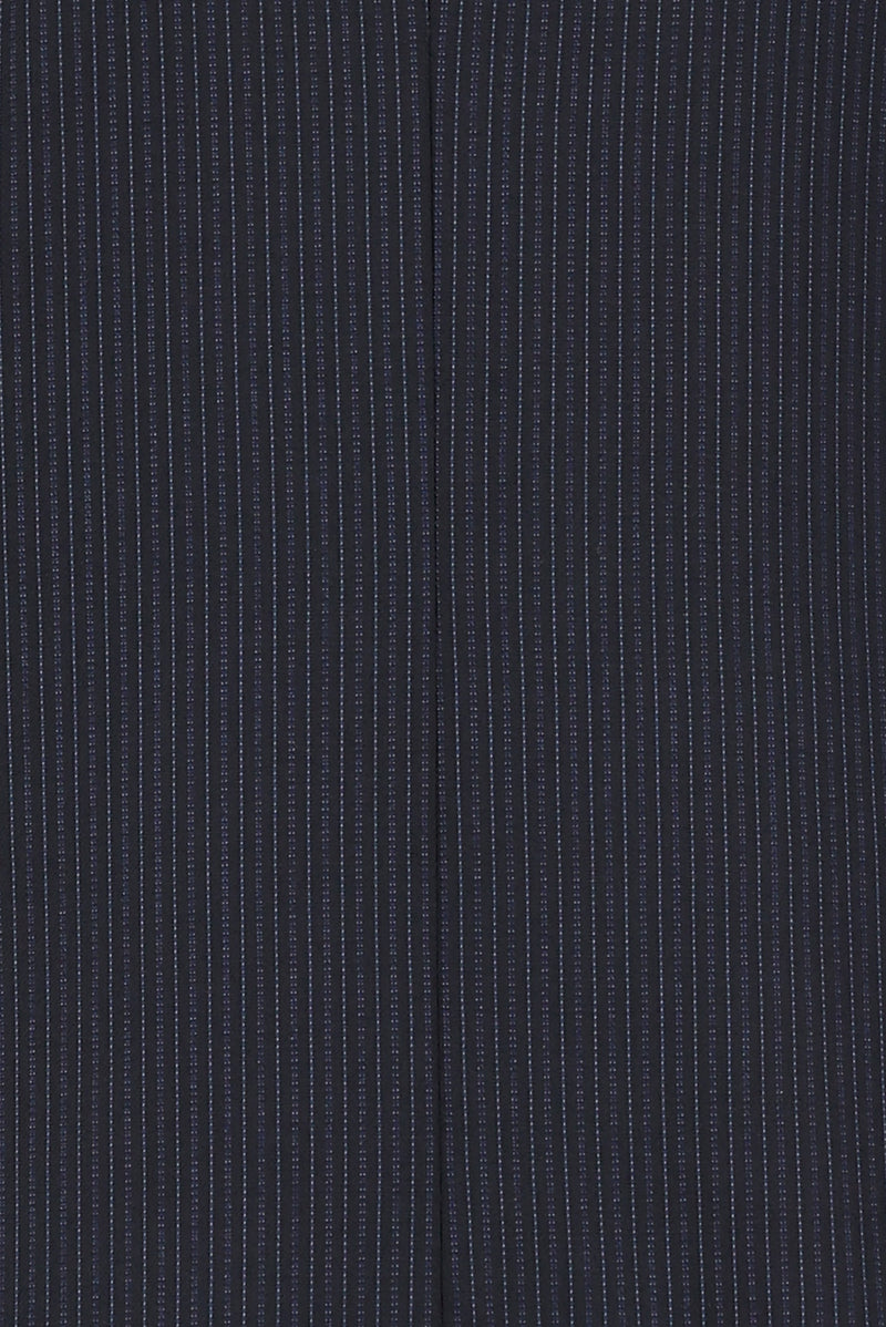 Koyu Lacivert Slim Fit Dar Kesim Yünlü Klasik Çizgili Takım Elbise