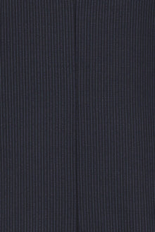 Koyu Lacivert Slim Fit Dar Kesim Yünlü Klasik Çizgili Takım Elbise