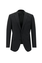 Siyah Slim Fit Dar Kesim Yünlü Klasik Çizgili Takım Elbise