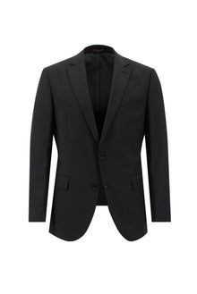 Siyah Slim Fit Dar Kesim Yünlü Klasik Çizgili Takım Elbise