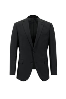 Siyah 7 Drop Slim Fit Dar Kesim Yünlü Çizgili Tak?m Elbise-Abdullah Ki??l?
