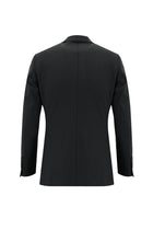 Siyah Slim Fit Dar Kesim Yünlü Klasik Çizgili Takım Elbise