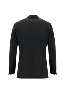 Siyah 7 Drop Slim Fit Dar Kesim Yünlü Çizgili Tak?m Elbise-Abdullah Ki??l?