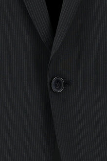 Siyah 7 Drop Slim Fit Dar Kesim Yünlü Çizgili Tak?m Elbise-Abdullah Ki??l?