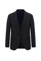 Koyu Lacivert Slim Fit Dar Kesim Yünlü Klasik Çizgili Takım Elbise