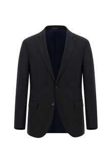 Koyu Lacivert 7 Drop Slim Fit Dar Kesim Yünlü Çizgili Tak?m Elbise-Abdullah Ki??l?