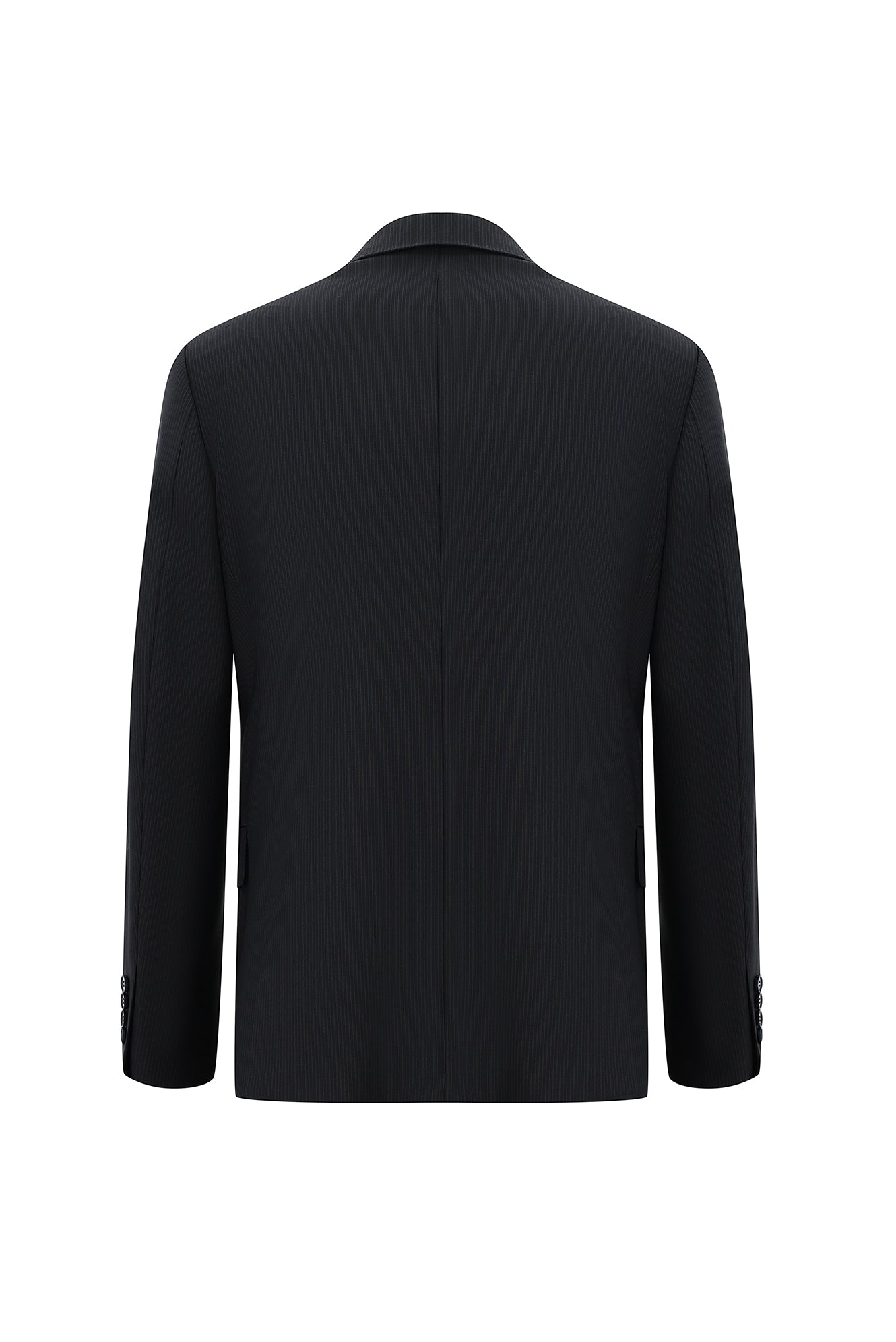 Koyu Lacivert 7 Drop Slim Fit Dar Kesim Yünlü Çizgili Tak?m Elbise-Abdullah Ki??l?
