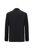 Koyu Lacivert 7 Drop Slim Fit Dar Kesim Yünlü Çizgili Tak?m Elbise-Abdullah Ki??l?