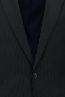 Koyu Lacivert 7 Drop Slim Fit Dar Kesim Yünlü Çizgili Tak?m Elbise-Abdullah Ki??l?