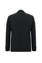 Siyah Slim Fit Dar Kesim Yünlü Klasik Çizgili Takım Elbise