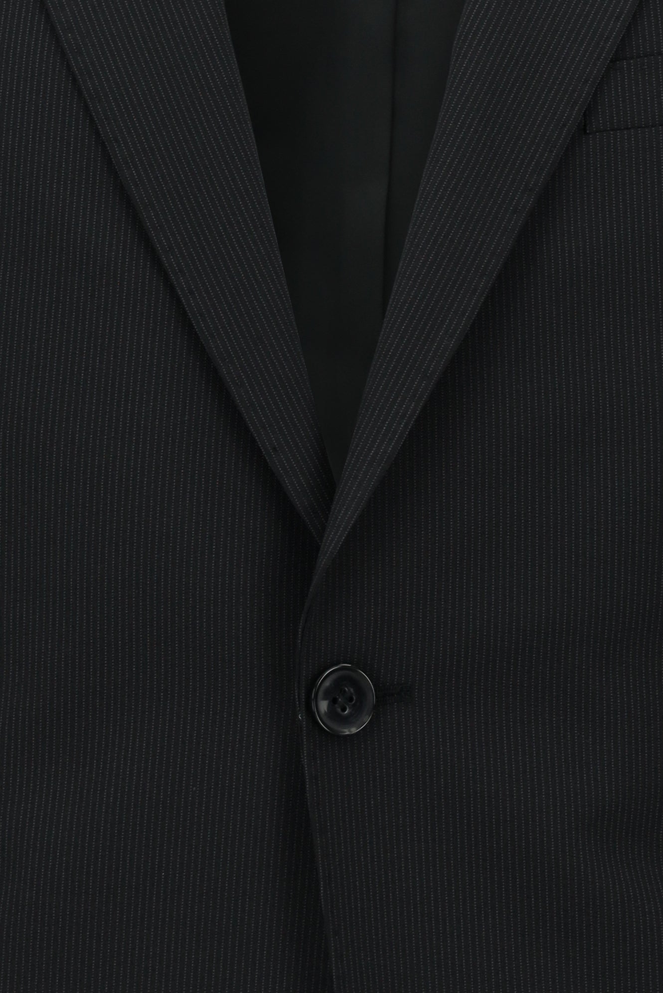 Siyah Slim Fit Dar Kesim Yünlü Klasik Çizgili Takım Elbise