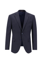 Orta Lacivert Slim Fit Dar Kesim Yünlü Klasik Çizgili Takım Elbise