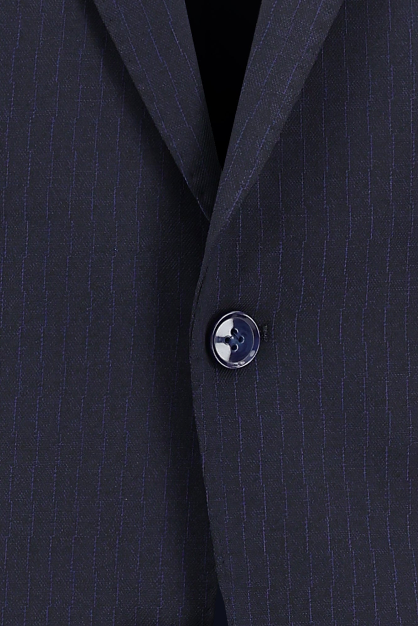 Orta Lacivert Slim Fit Dar Kesim Yünlü Klasik Çizgili Takım Elbise