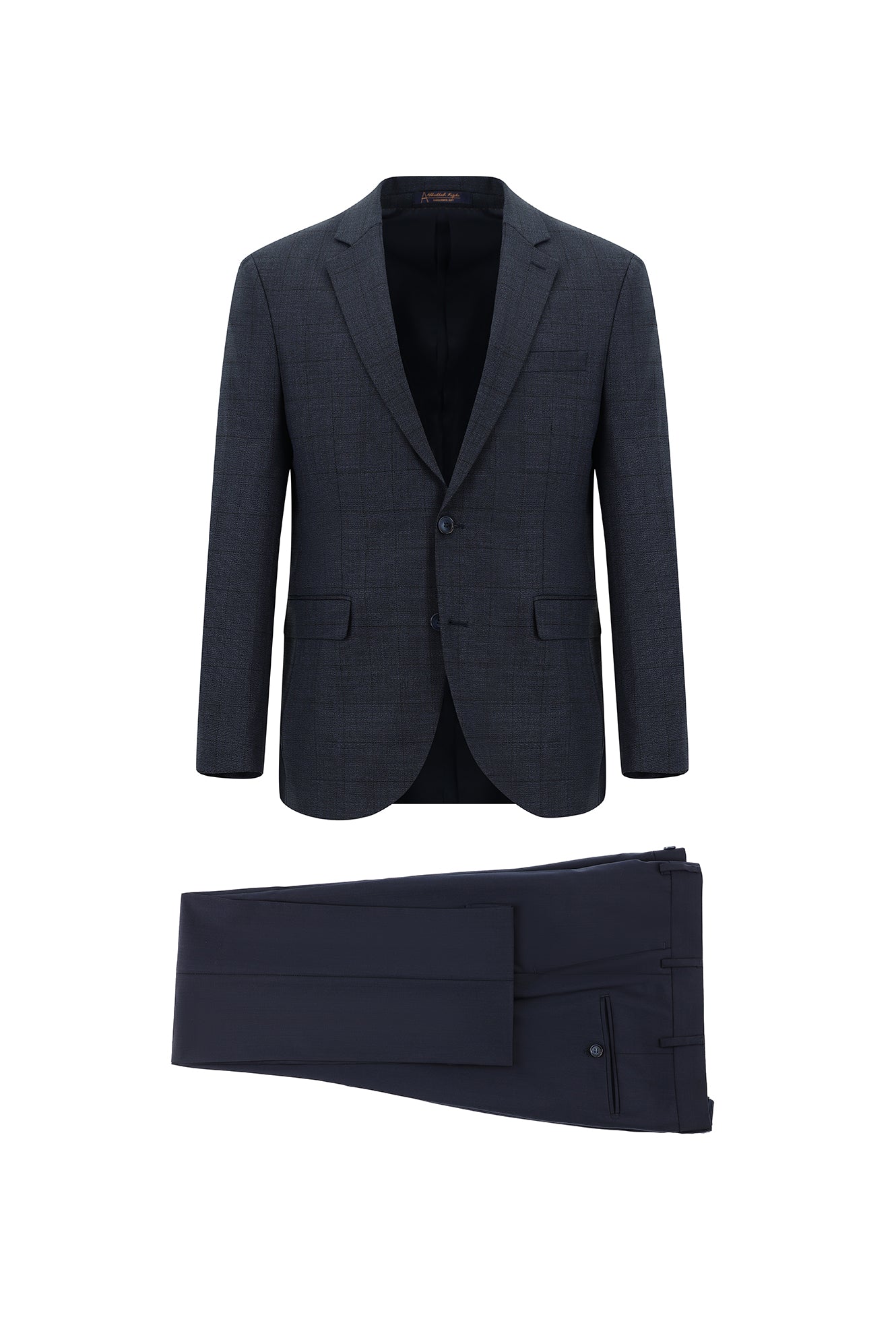 Orta Lacivert Slim Fit Dar Kesim Yünlü Kombinli Takım Elbise