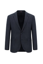 Orta Lacivert Slim Fit Dar Kesim Yünlü Kombinli Takım Elbise