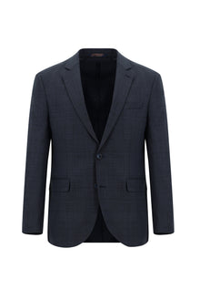 Orta Lacivert 7 Drop Slim Fit Dar Kesim Yünlü Kombinli Tak?m Elbise-Abdullah Ki??l?