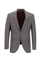 Orta Kahve 7 Drop Slim Fit Dar Kesim Kombinli Ekose Tak?m Elbise-Abdullah Ki??l?