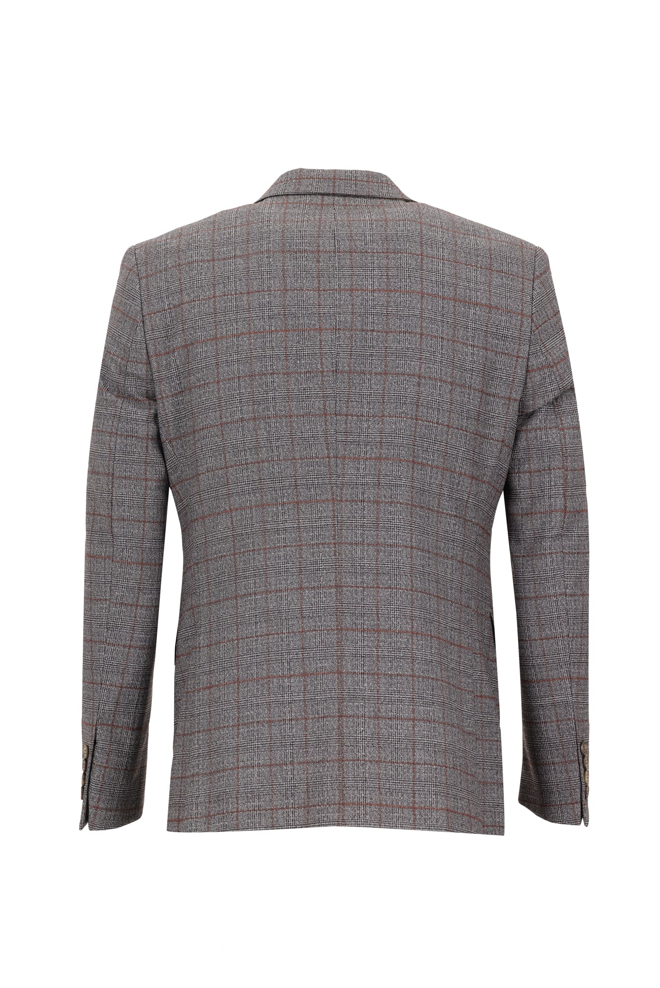Orta Kahve 7 Drop Slim Fit Dar Kesim Kombinli Ekose Tak?m Elbise-Abdullah Ki??l?