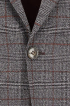 Orta Kahve 7 Drop Slim Fit Dar Kesim Kombinli Ekose Tak?m Elbise-Abdullah Ki??l?