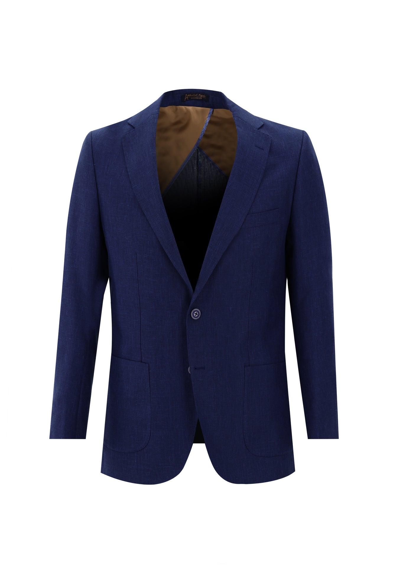 Orta Lacivert Regular Fit Desenli Keten Ceket