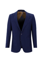 Orta Lacivert Relaxed Fit Rahat Kesim Desenli Keten Ceket