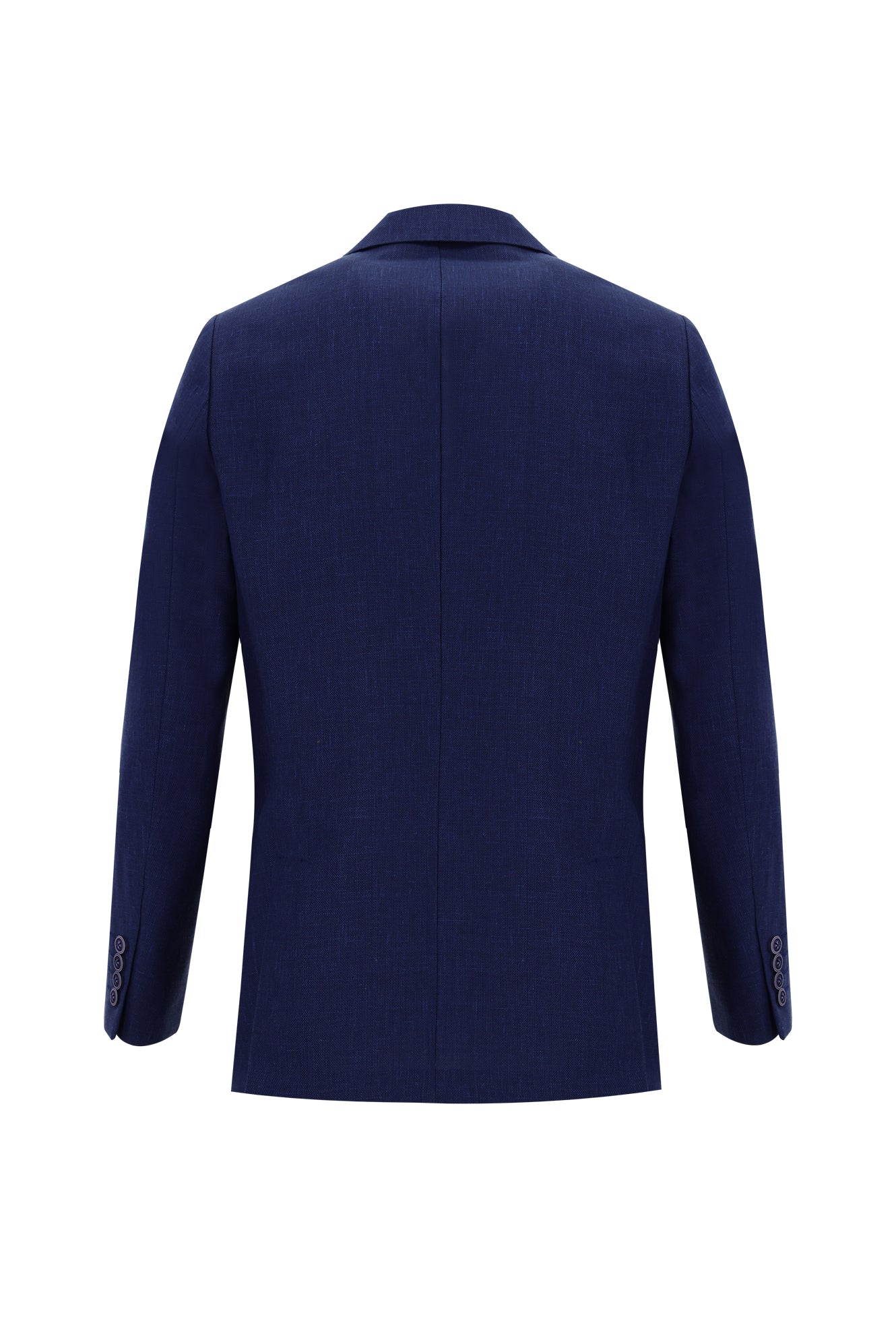 Orta Lacivert Relaxed Fit Rahat Kesim Desenli Keten Ceket