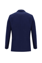 Orta Lacivert Relaxed Fit Rahat Kesim Desenli Keten Ceket