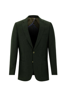 Koyu Ye?il 4 Drop Relaxed Fit Rahat Kesim Desenli Keten Ceket-Abdullah Ki??l?