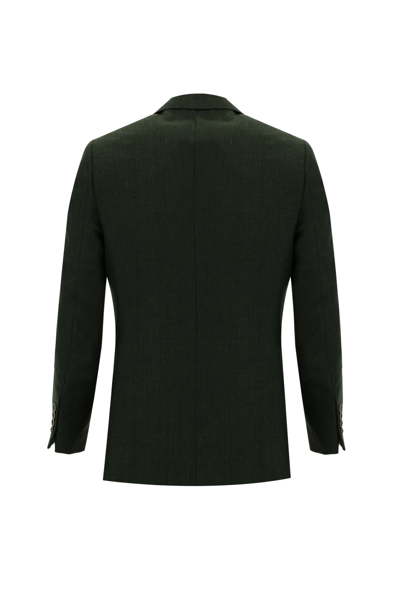 Koyu Yeşil Regular Fit Desenli Keten Ceket