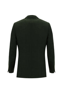 Koyu Yeşil Regular Fit Desenli Keten Ceket