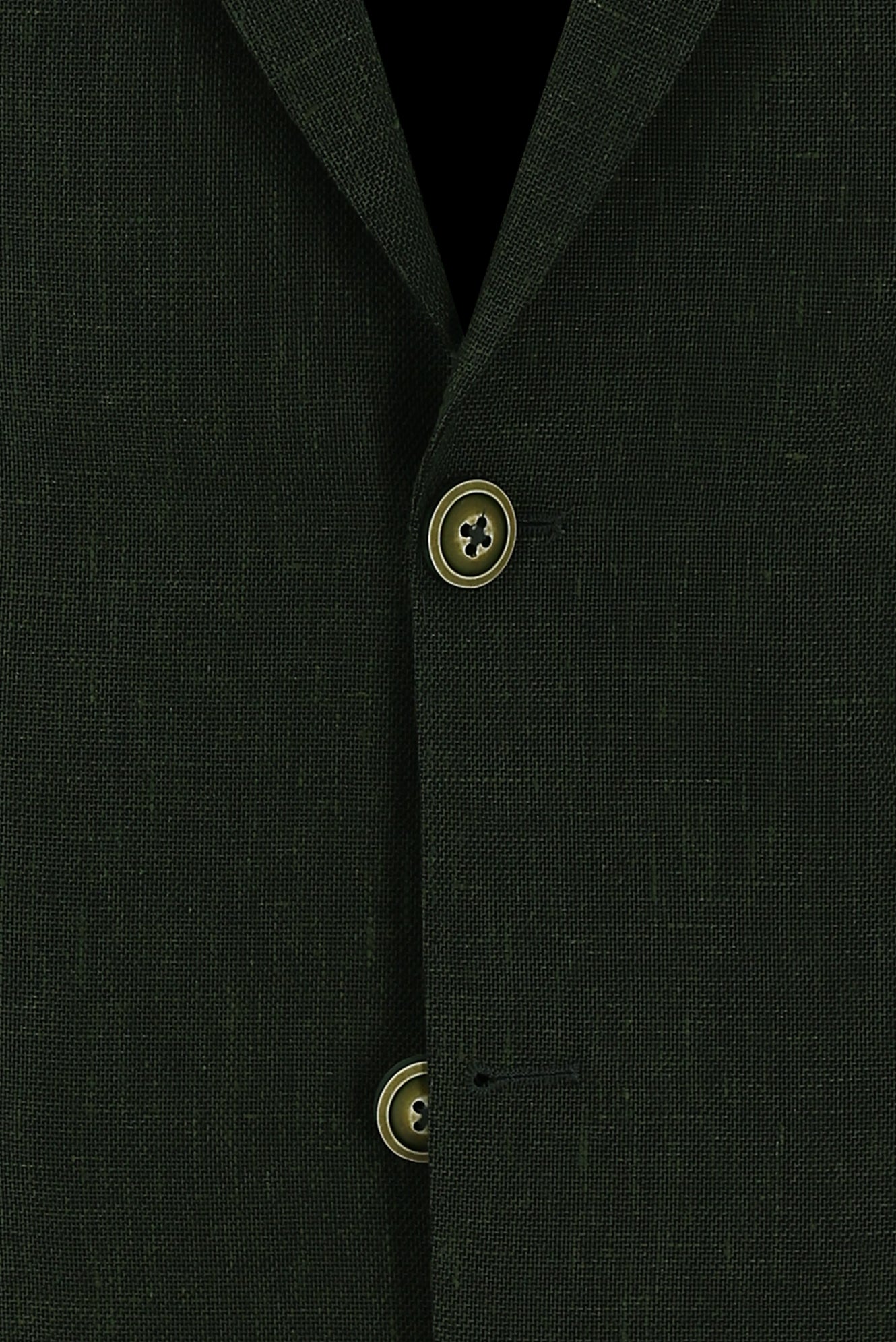 Koyu Yeşil Regular Fit Desenli Keten Ceket