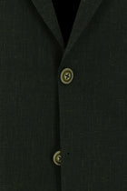 Koyu Yeşil Regular Fit Desenli Keten Ceket