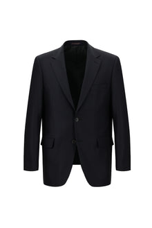 Siyah Lacivert Relaxed Fit Rahat Kesim Yünlü Blazer Ceket