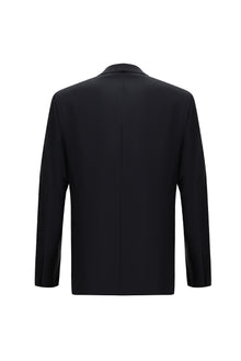 Siyah Lacivert Relaxed Fit Rahat Kesim Yünlü Blazer Ceket