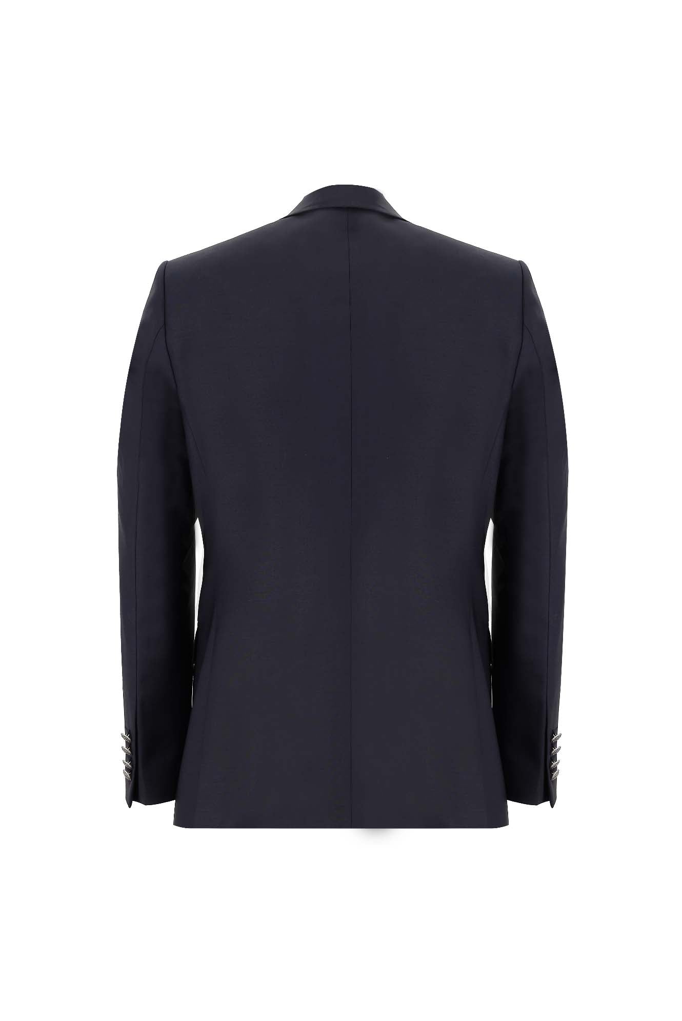 Siyah Lacivert Regular Fit Yünlü Blazer Ceket