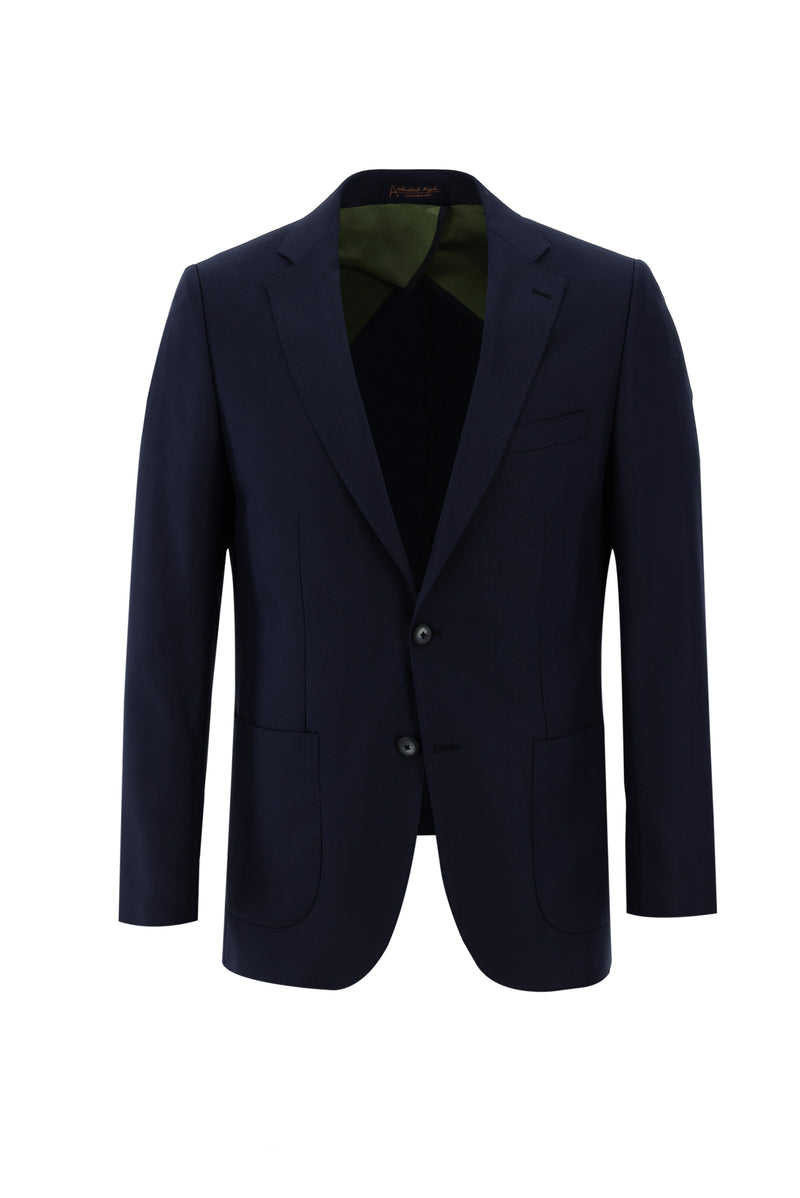 Orta Lacivert Regular Fit Desenli Ceket