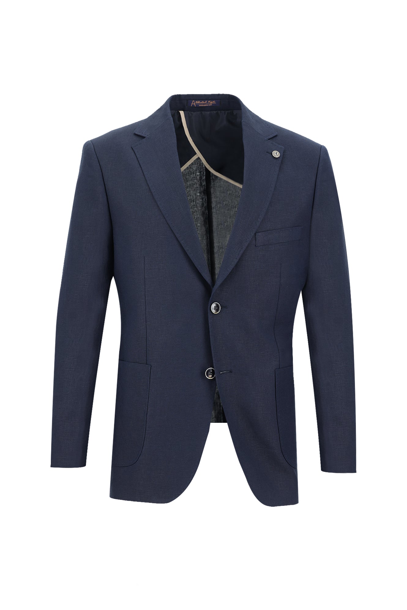 Koyu Lacivert 4 Drop Relaxed Fit Rahat Kesim Keten Ceket-Abdullah Ki??l?
