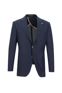 Koyu Lacivert 4 Drop Relaxed Fit Rahat Kesim Keten Ceket-Abdullah Ki??l?