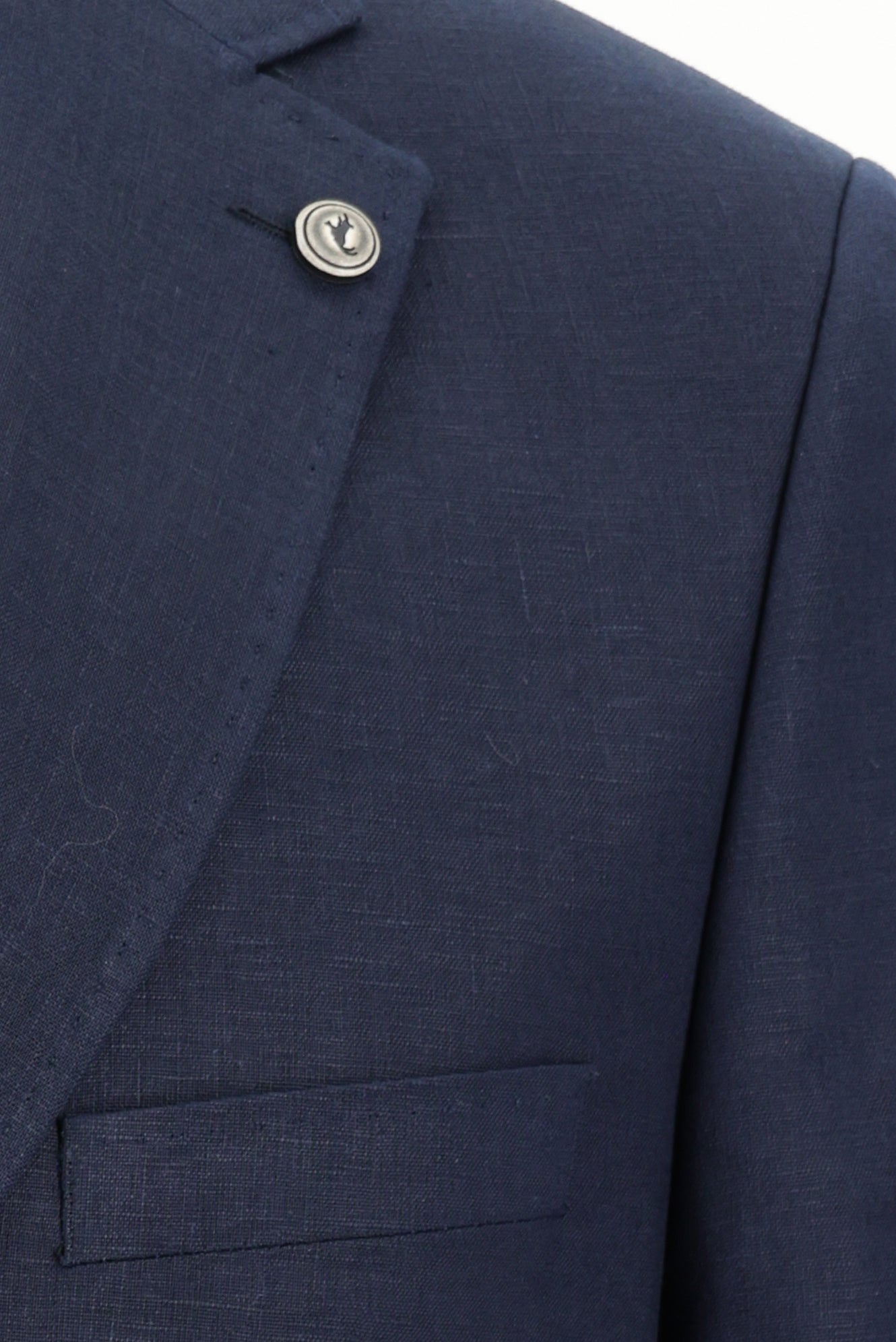 Koyu Lacivert Relaxed Fit Rahat Kesim Keten Ceket