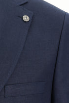 Koyu Lacivert Relaxed Fit Rahat Kesim Keten Ceket