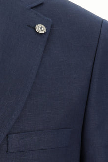 Koyu Lacivert Relaxed Fit Rahat Kesim Keten Ceket