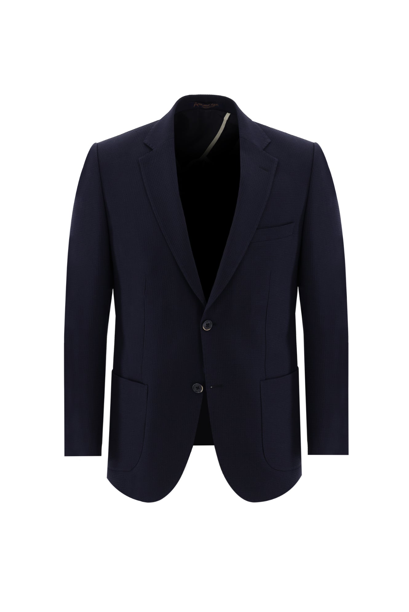 Koyu Lacivert Relaxed Fit Rahat Kesim Yünlü Desenli Ceket