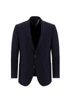 Koyu Lacivert Relaxed Fit Rahat Kesim Yünlü Desenli Ceket