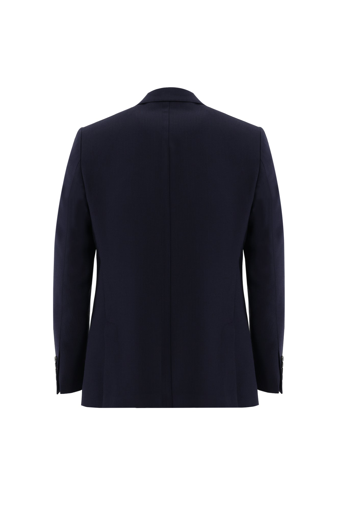 Koyu Lacivert Regular Fit Yünlü Desenli Ceket