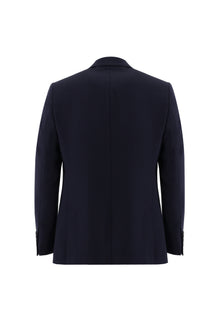 Koyu Lacivert Regular Fit Yünlü Desenli Ceket