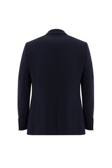 Koyu Lacivert 4 Drop Relaxed Fit Rahat Kesim Yünlü Desenli Ceket-Abdullah Ki??l?