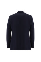 Koyu Lacivert Relaxed Fit Rahat Kesim Yünlü Desenli Ceket