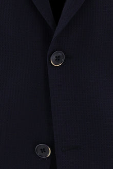 Koyu Lacivert 4 Drop Relaxed Fit Rahat Kesim Yünlü Desenli Ceket-Abdullah Ki??l?
