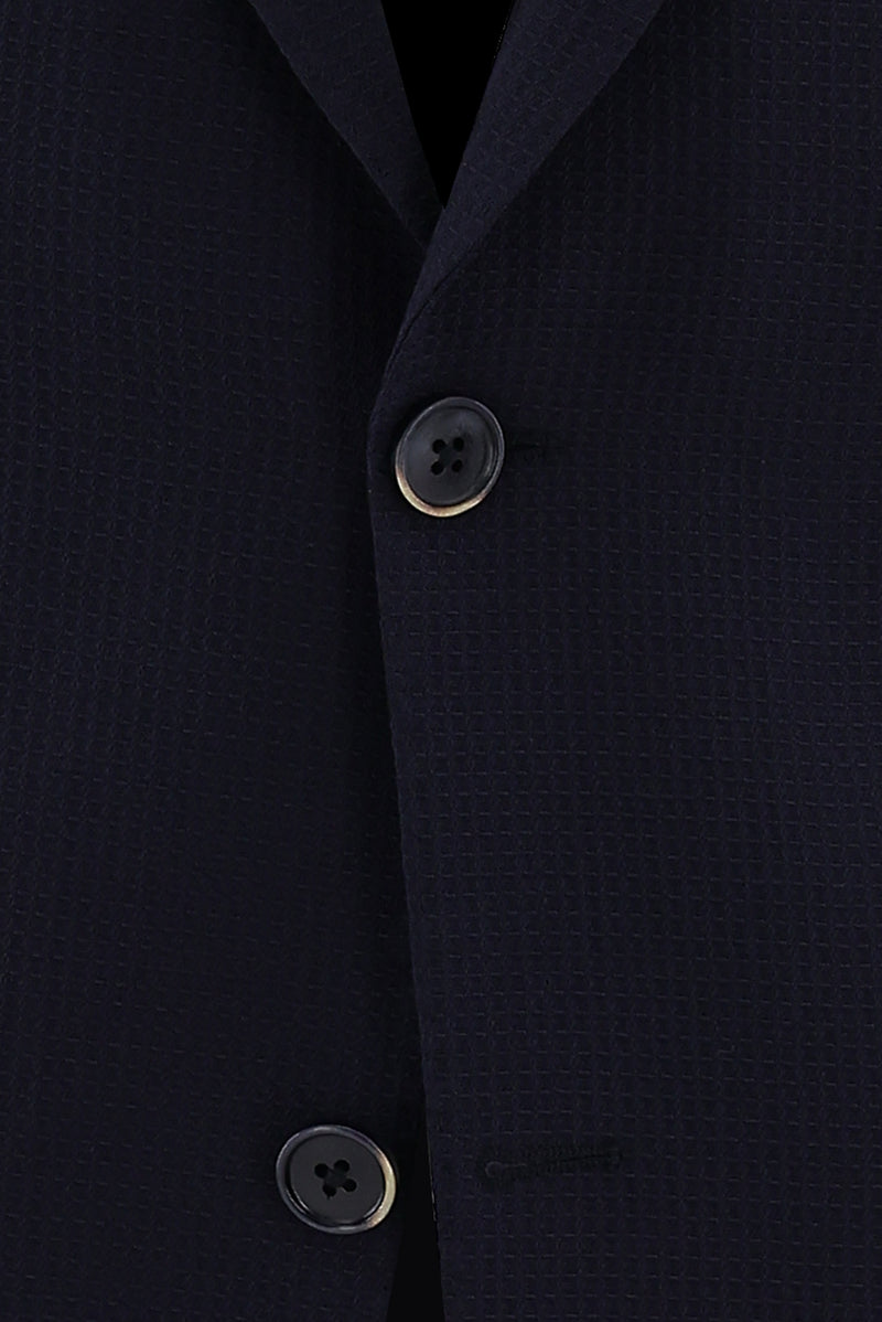 Koyu Lacivert Relaxed Fit Rahat Kesim Yünlü Desenli Ceket