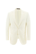 Ekru Regular Fit Yünlü Desenli Ceket